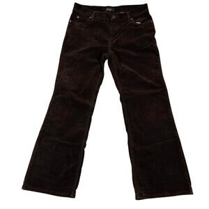 Eddie Bauer Chocolate Pants Corduroy Straight Leg Women's 12 Petite Cottage Boho